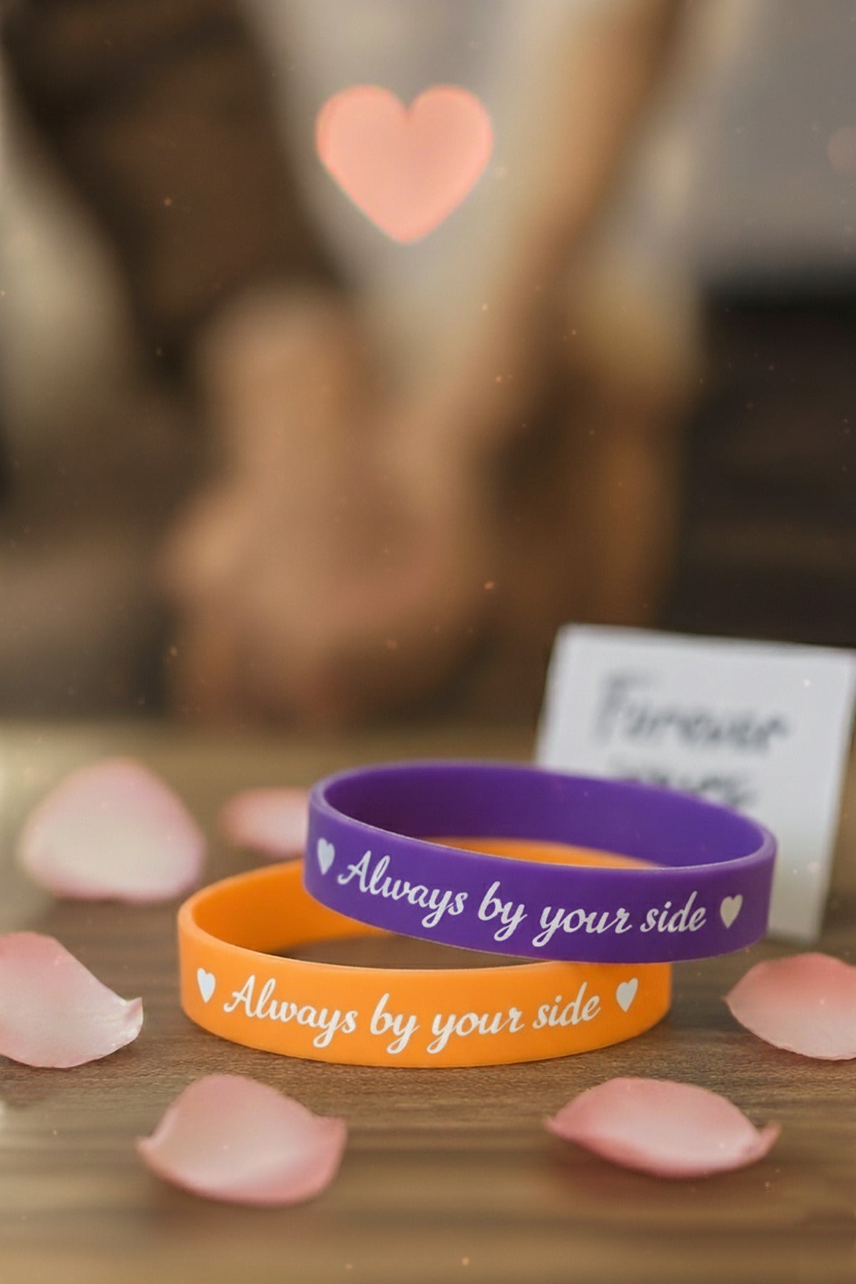 Kadın Erkek Silikon Bileklik Always By Your Side (Her Zaman Yanında) Yazılı Silikon Çift Bilekliği