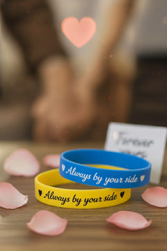 Kadın Erkek Silikon Bileklik Always By Your Side (Her Zaman Yanında) Yazılı Silikon Çift Bilekliği
