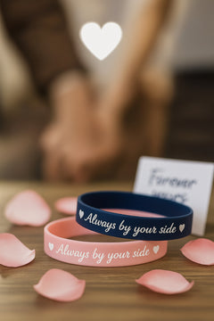 Kadın Erkek Silikon Bileklik Always By Your Side (Her Zaman Yanında) Yazılı Silikon Çift Bilekliği
