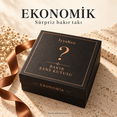 Ekonomik Bakır Şans Kutusu; sürpriz bakır takı için temsili ambalaj tasarımı.