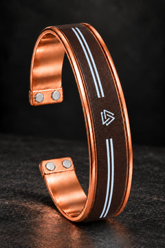 Erkek Bakır Bileklik Ayarlanabilir Çift Mıknatıslı Model Kalın Kahverengi Bileklik